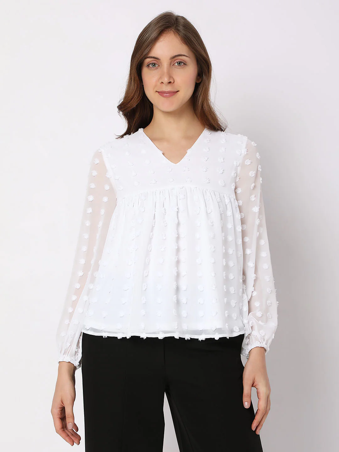 White Dobby Textured Top - Image 2