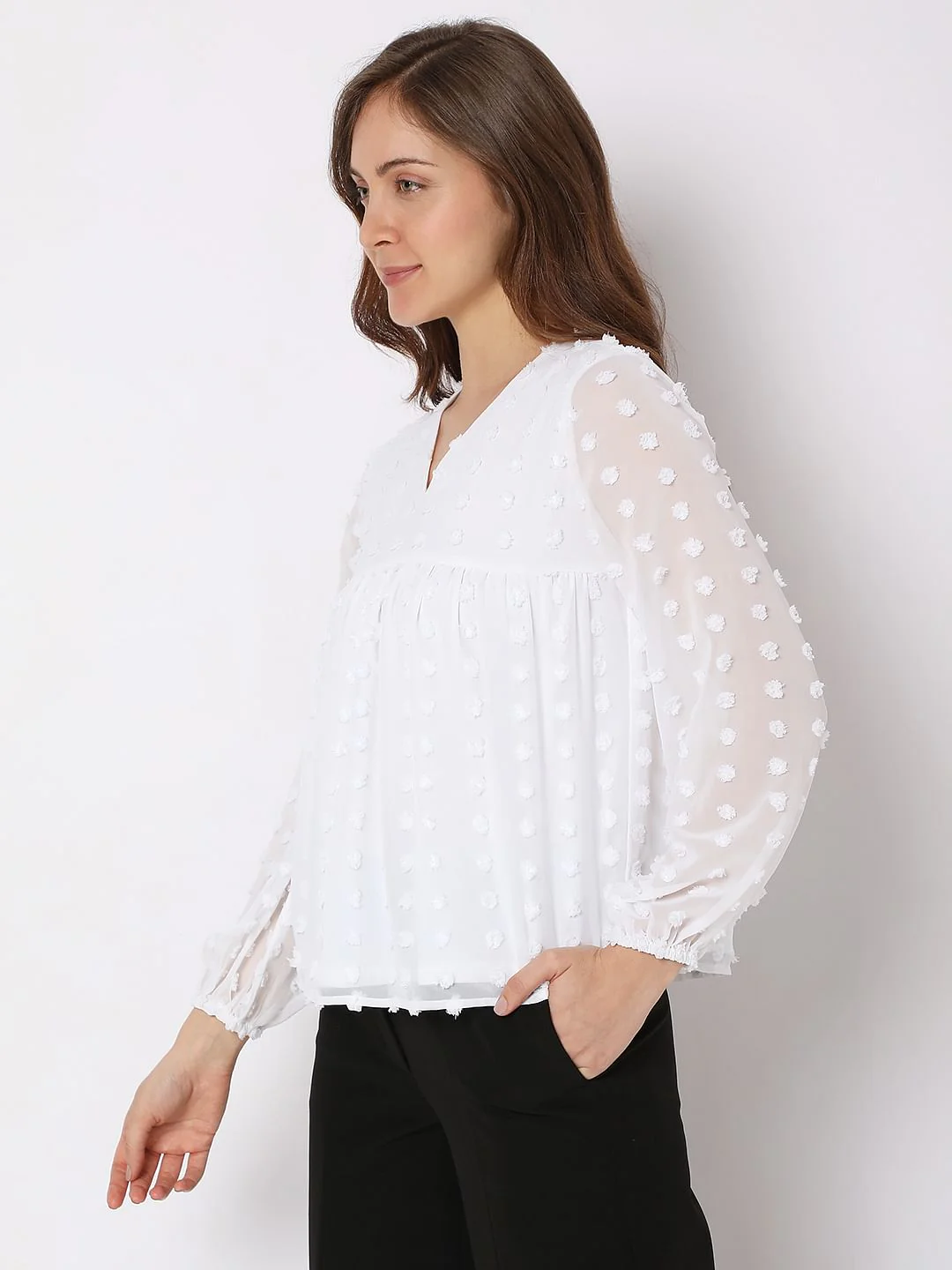 White Dobby Textured Top - Image 3