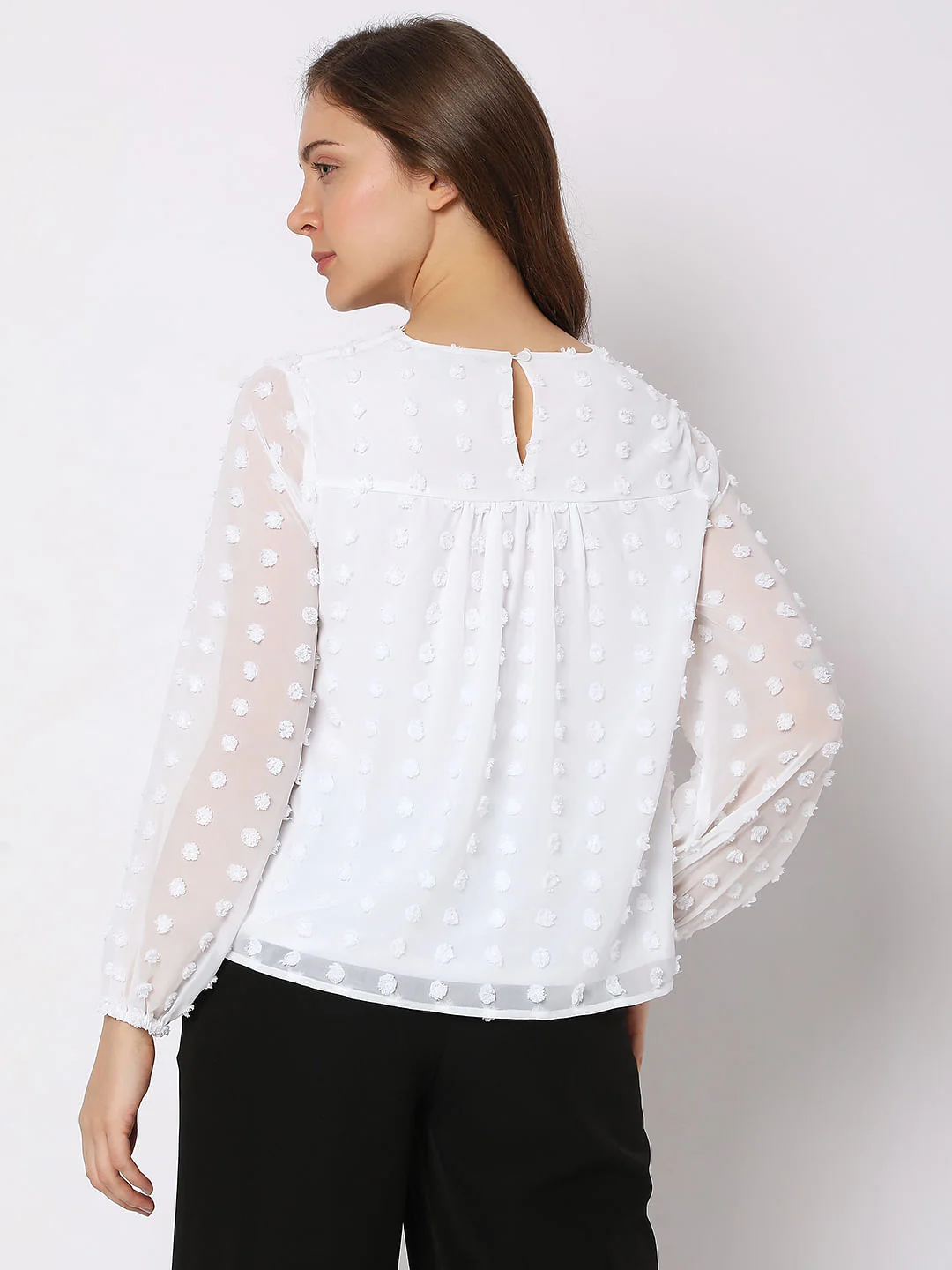 White Dobby Textured Top - Image 4