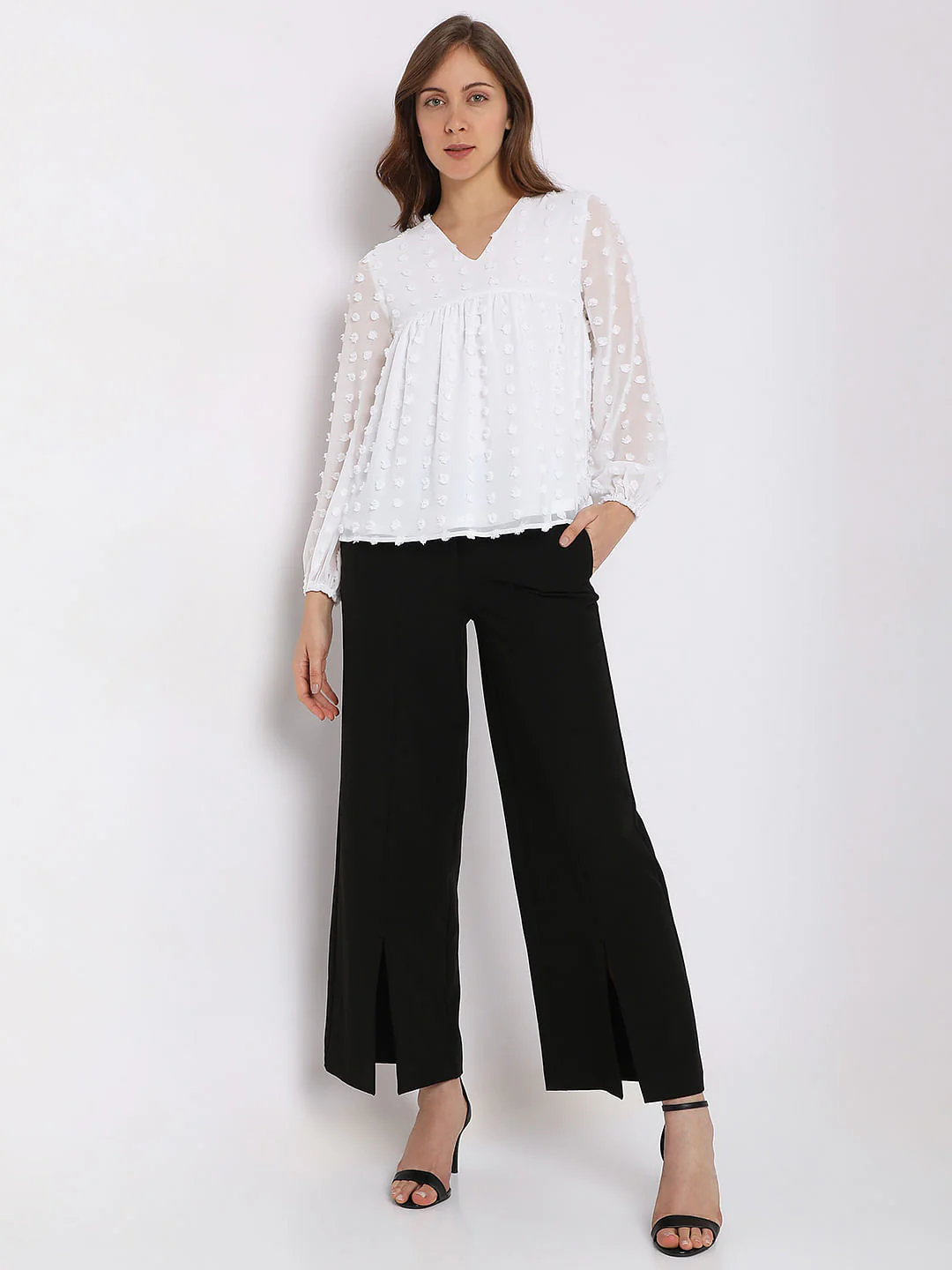White Dobby Textured Top - Image 5