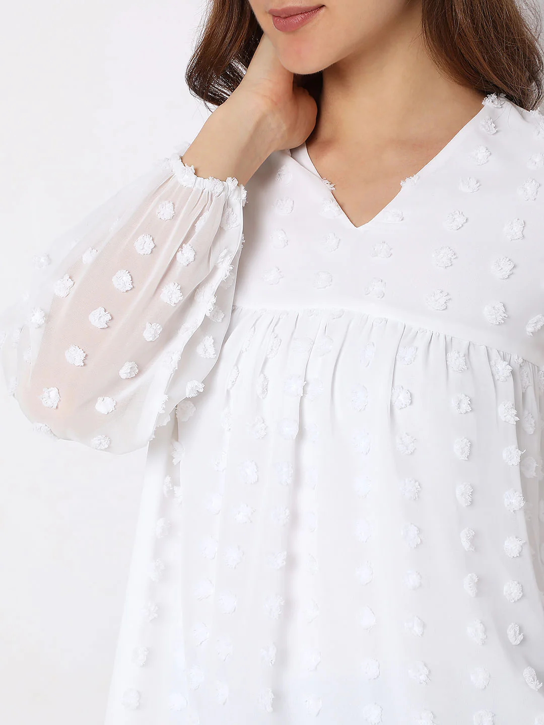 White Dobby Textured Top - Image 6