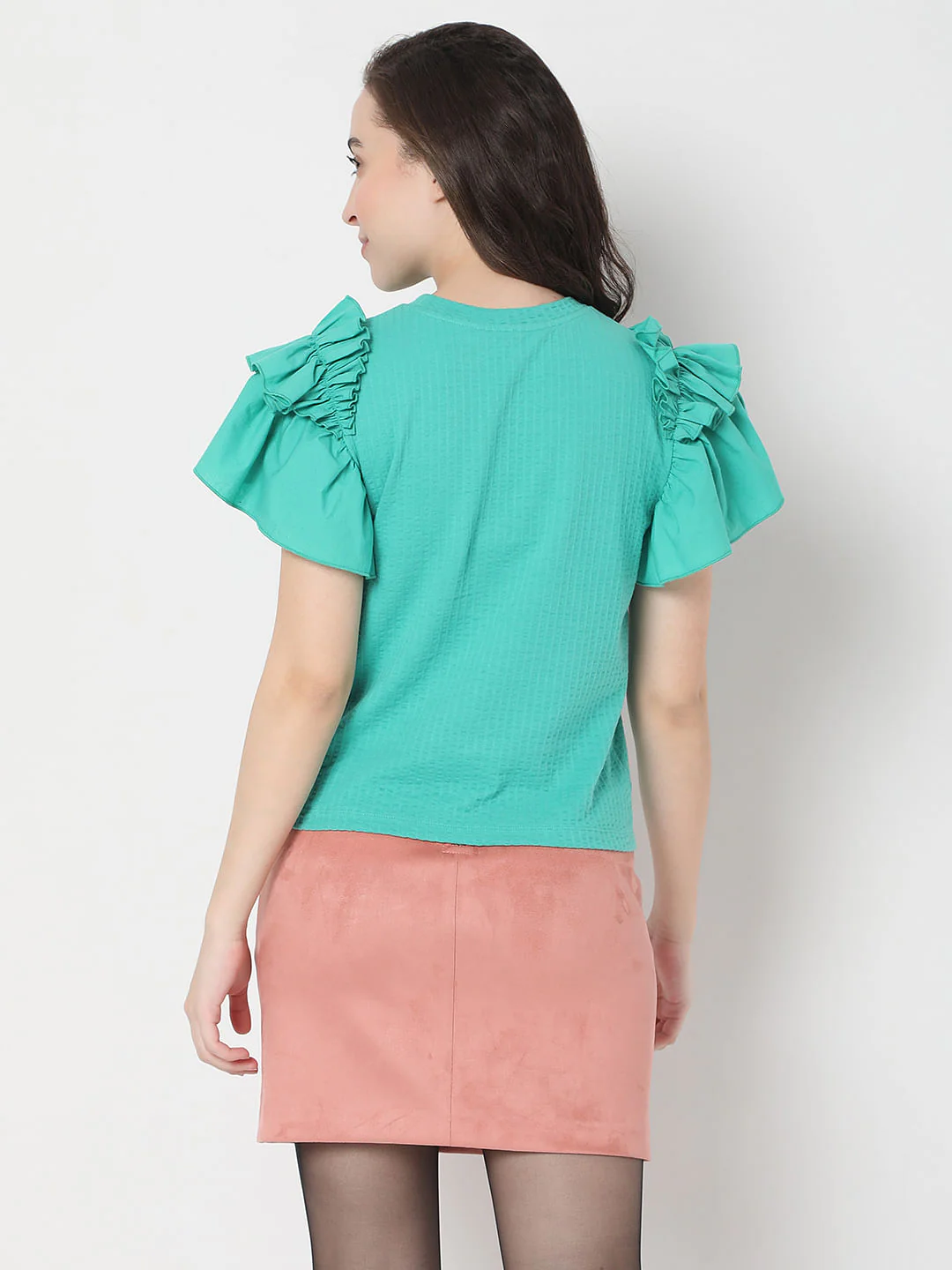 Green Ruffle Sleeves Top - Image 4