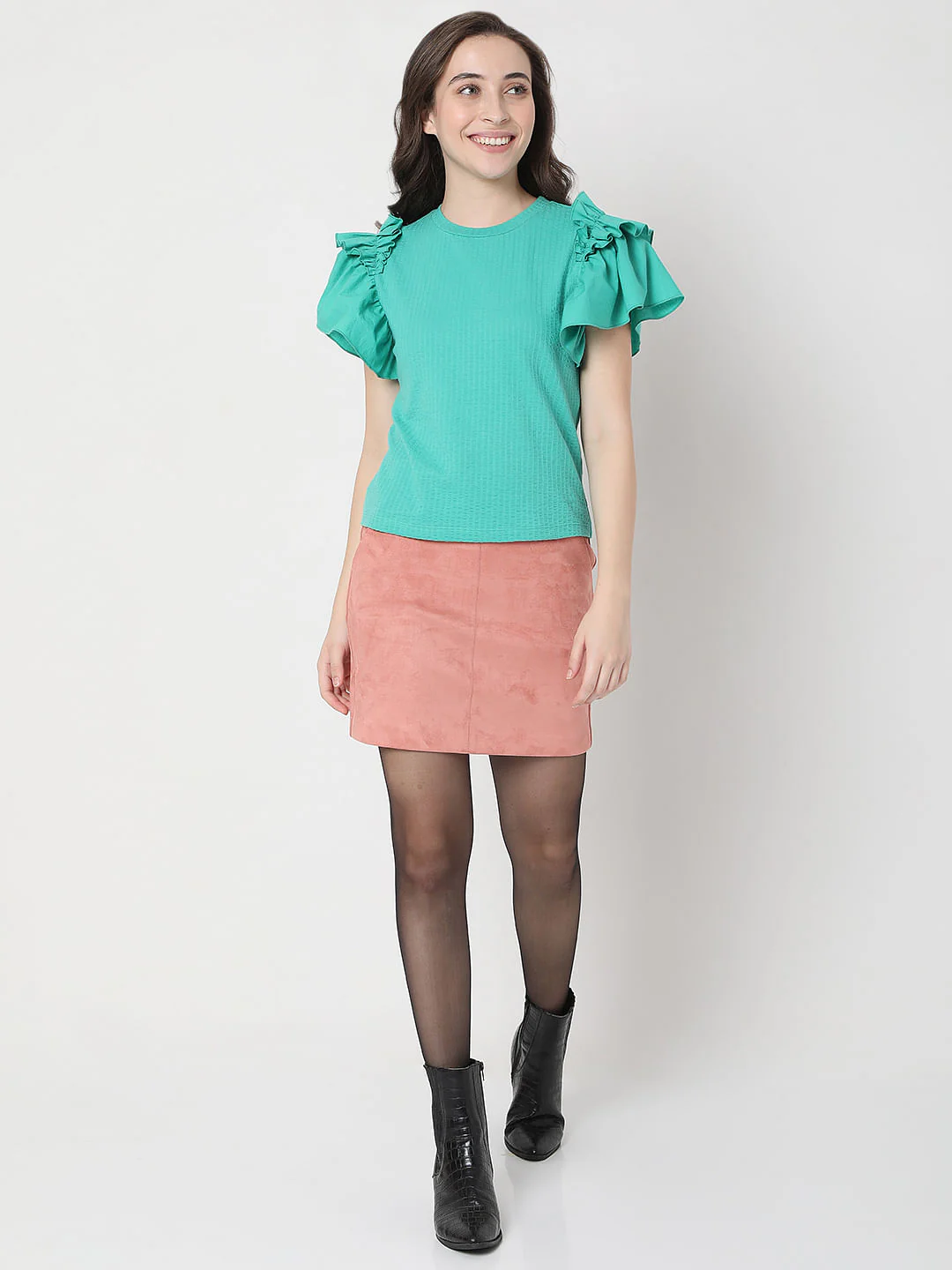 Green Ruffle Sleeves Top - Image 5