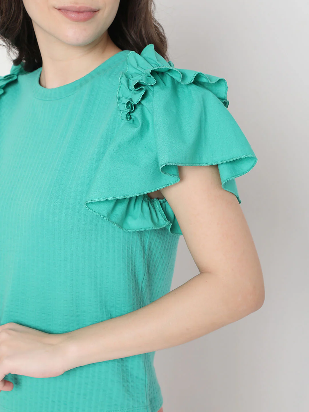 Green Ruffle Sleeves Top - Image 6