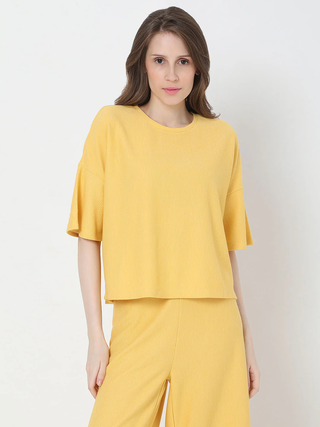Yellow Ribbed Co-Ord Top - Image 2