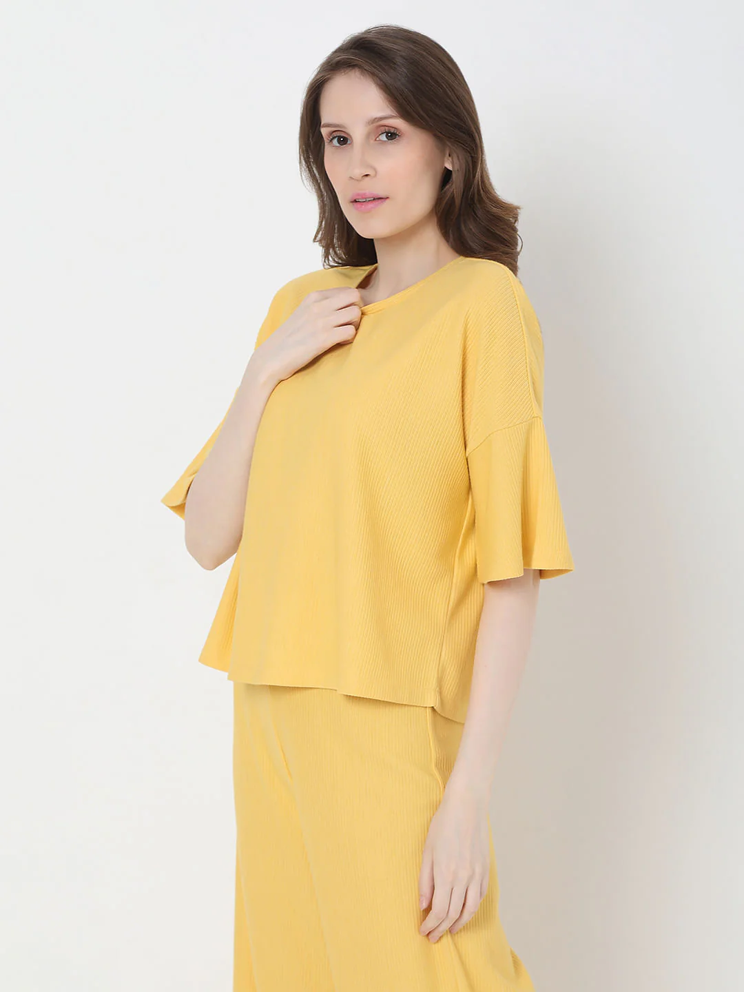 Yellow Ribbed Co-Ord Top - Image 3