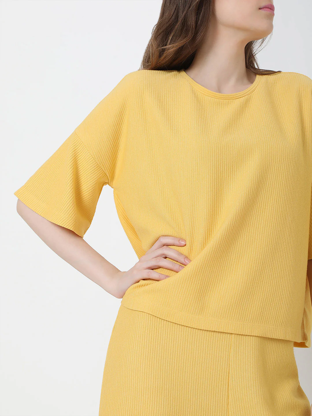 Yellow Ribbed Co-Ord Top - Image 6