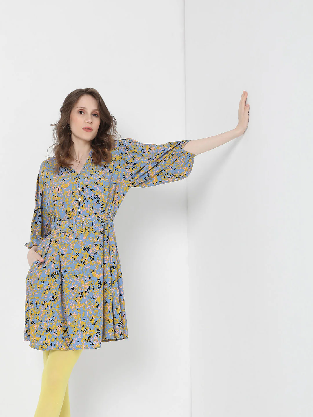 Blue Printed Fit & Flare Dress - Image 8