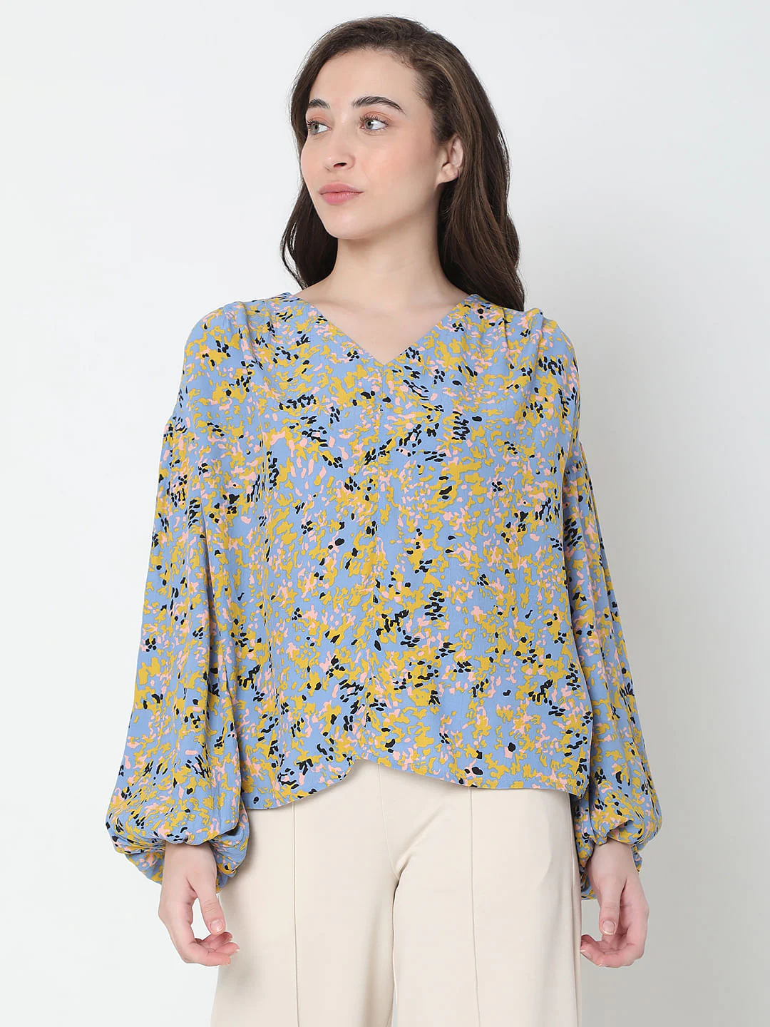 Blue Abstract Print Top - Image 2