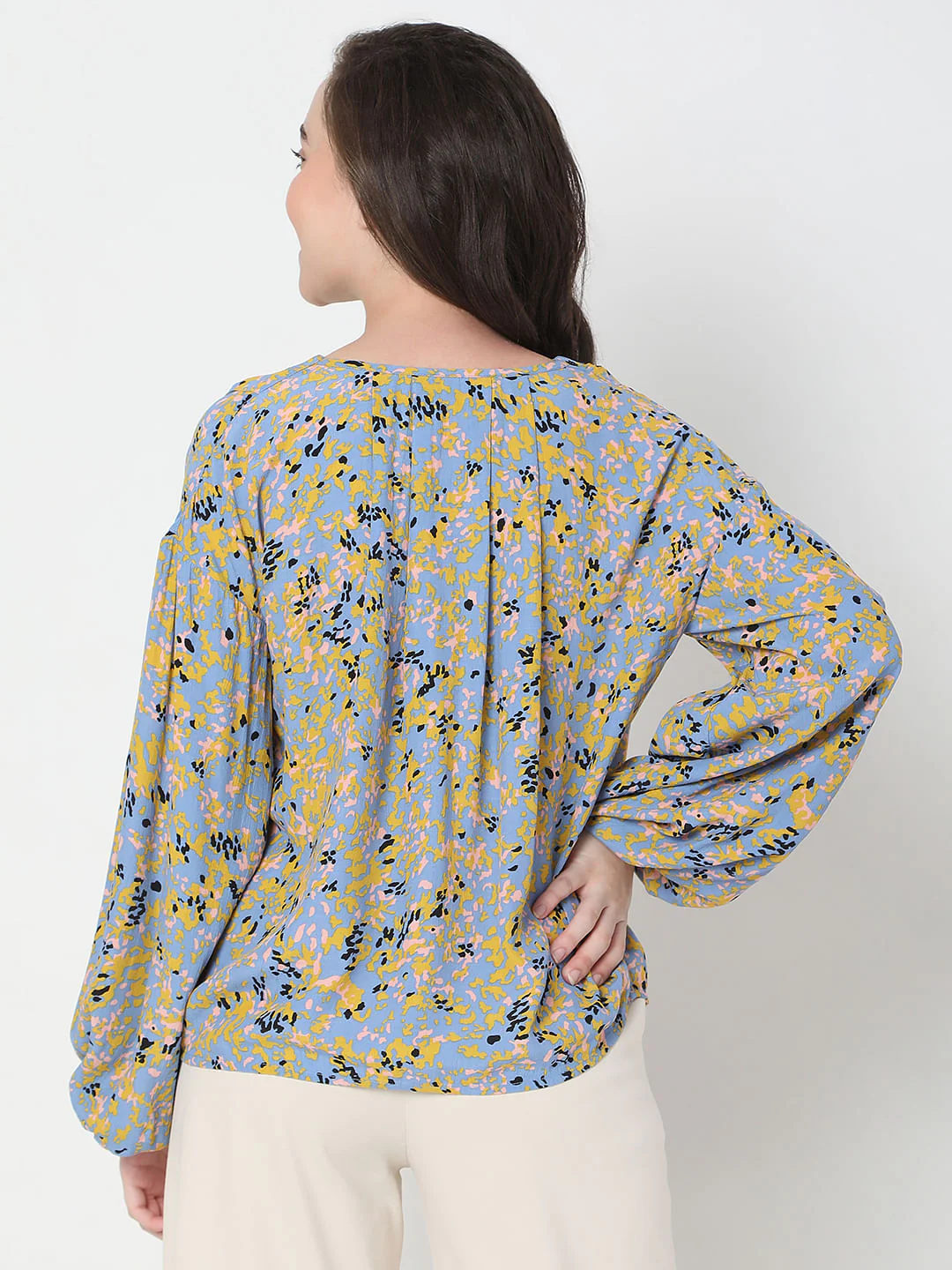 Blue Abstract Print Top - Image 4