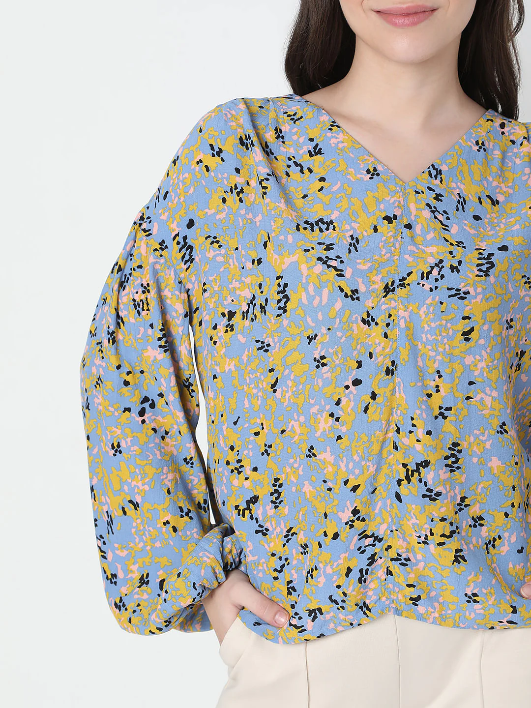 Blue Abstract Print Top - Image 6
