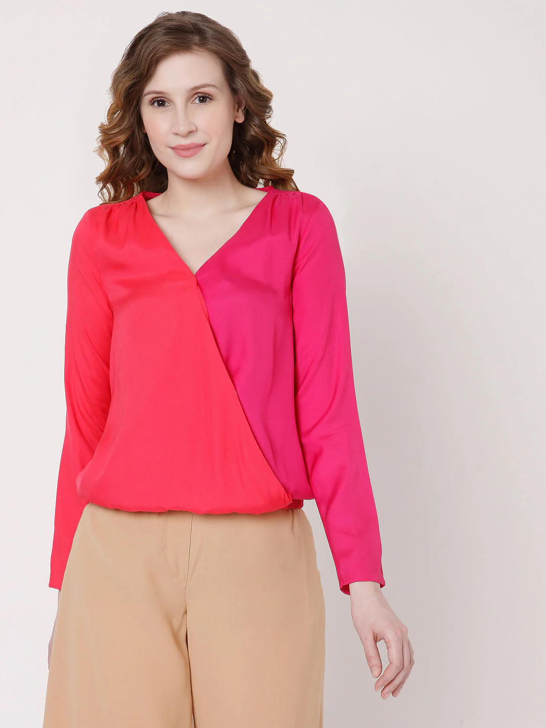 Pink Colourblocked Two-Toned Top - Image 2