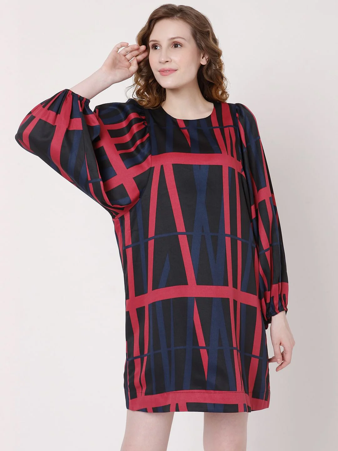 Black Geometric Print Shift Dress - Image 2