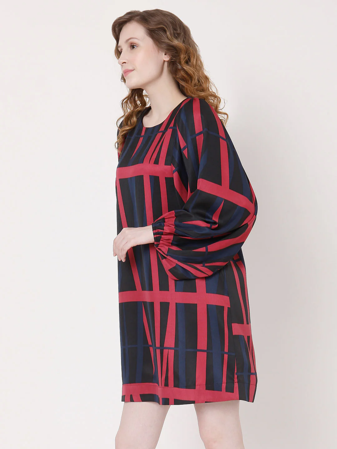 Black Geometric Print Shift Dress - Image 3