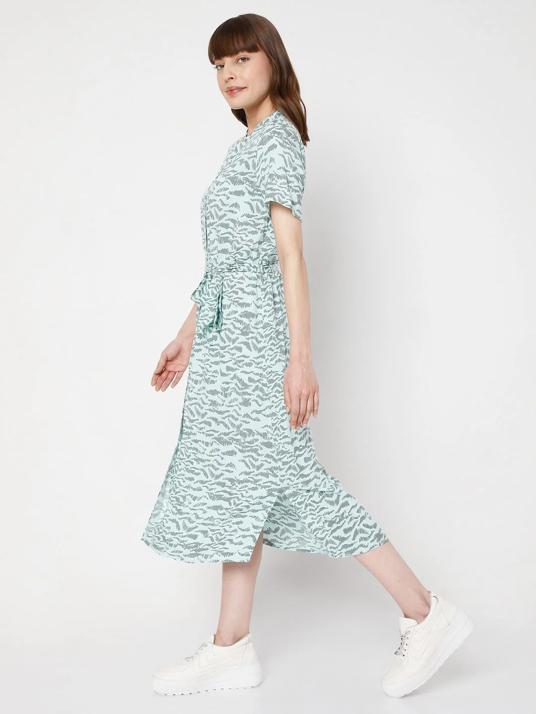 Green Abstract Print Midi Dress - Image 3