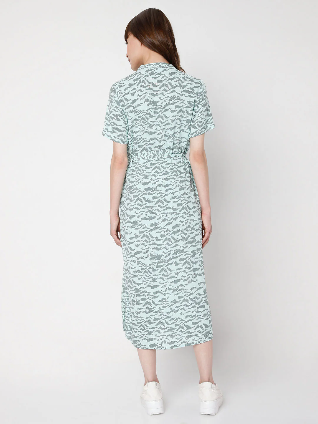 Green Abstract Print Midi Dress - Image 4