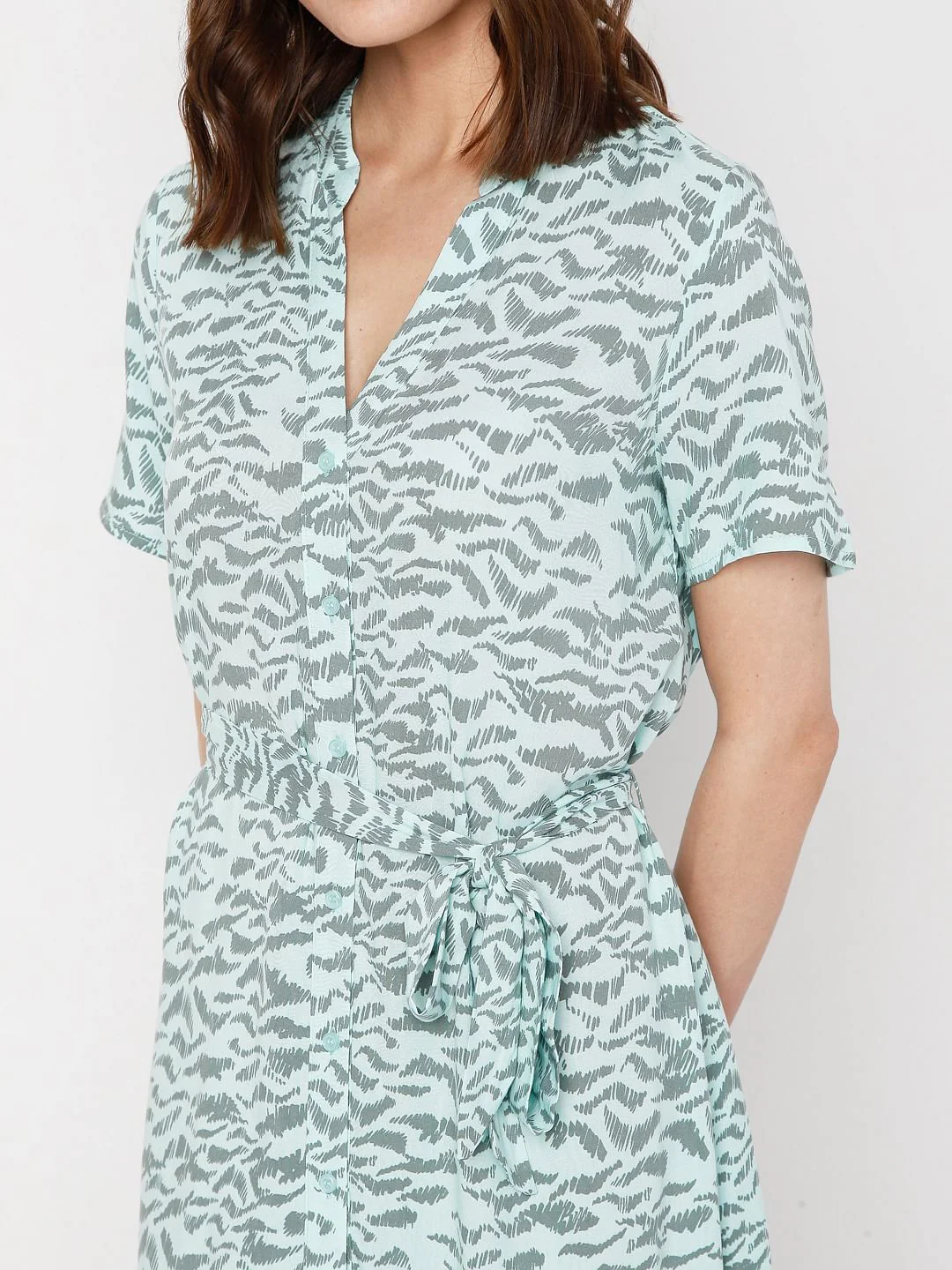 Green Abstract Print Midi Dress - Image 5