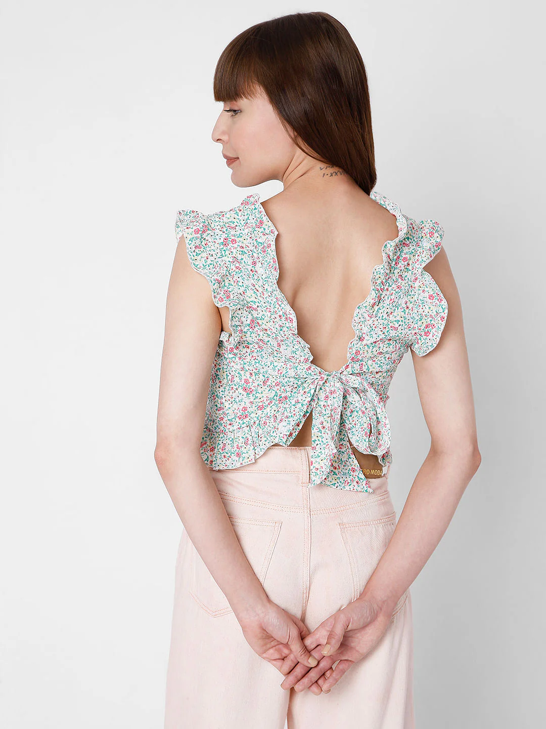 Green Floral Crop Top - Image 4
