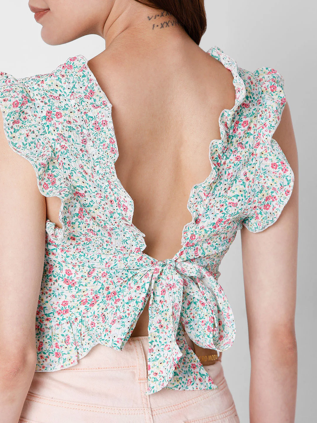 Green Floral Crop Top - Image 6