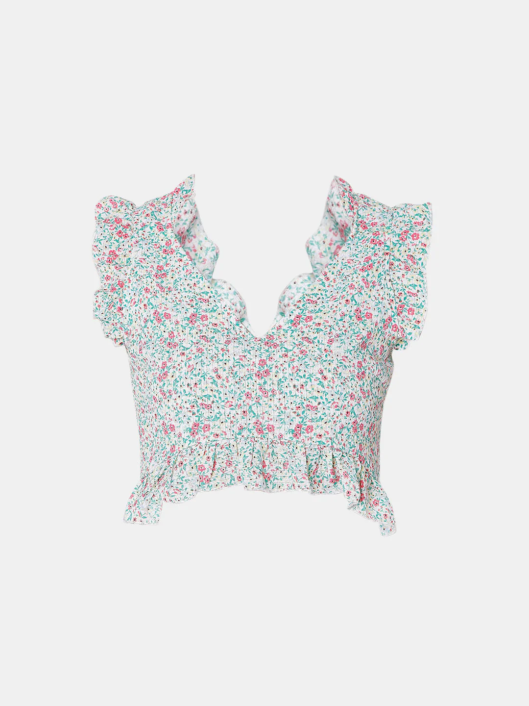 Green Floral Crop Top - Image 7