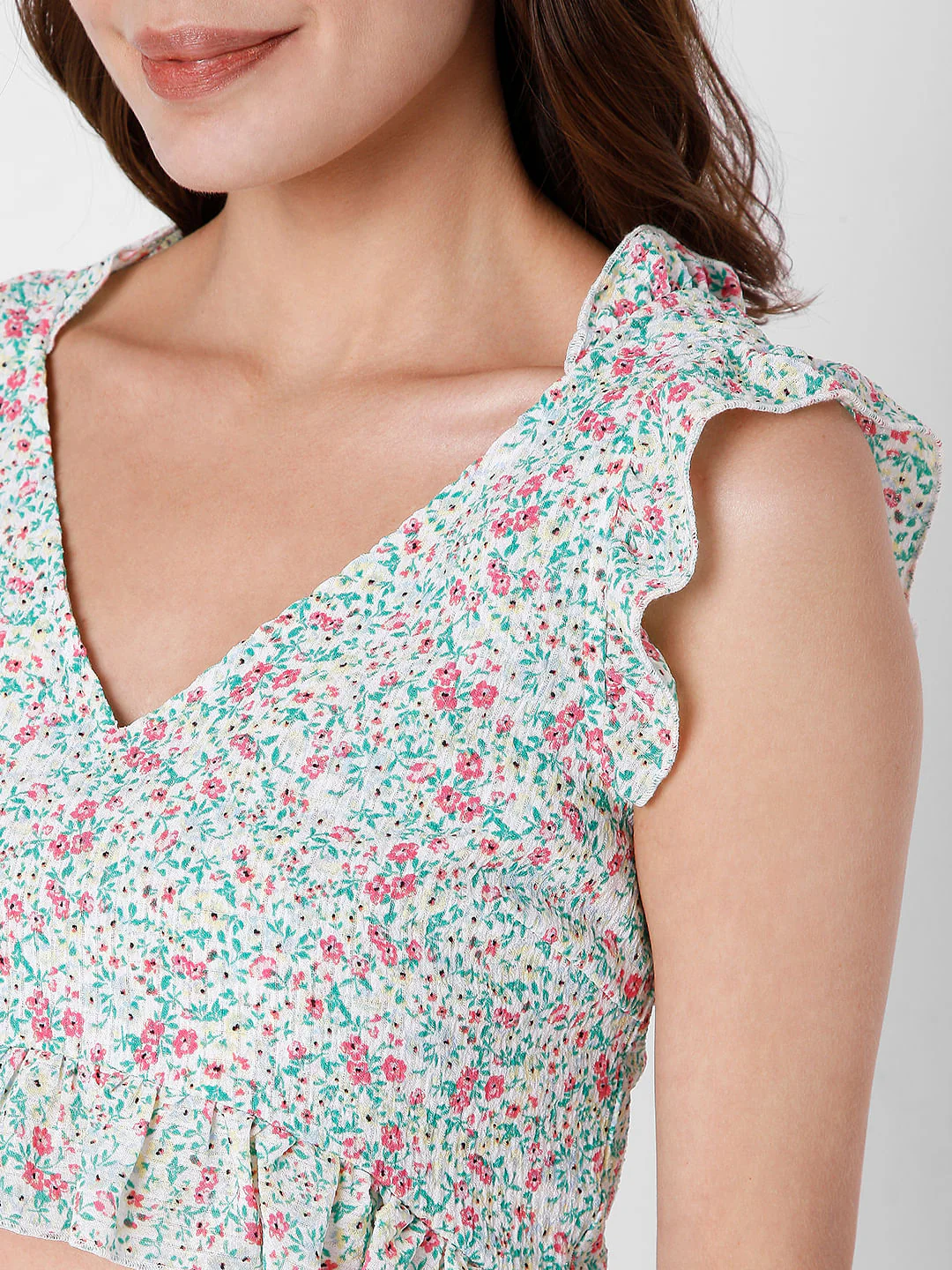 Green Floral Crop Top - Image 8