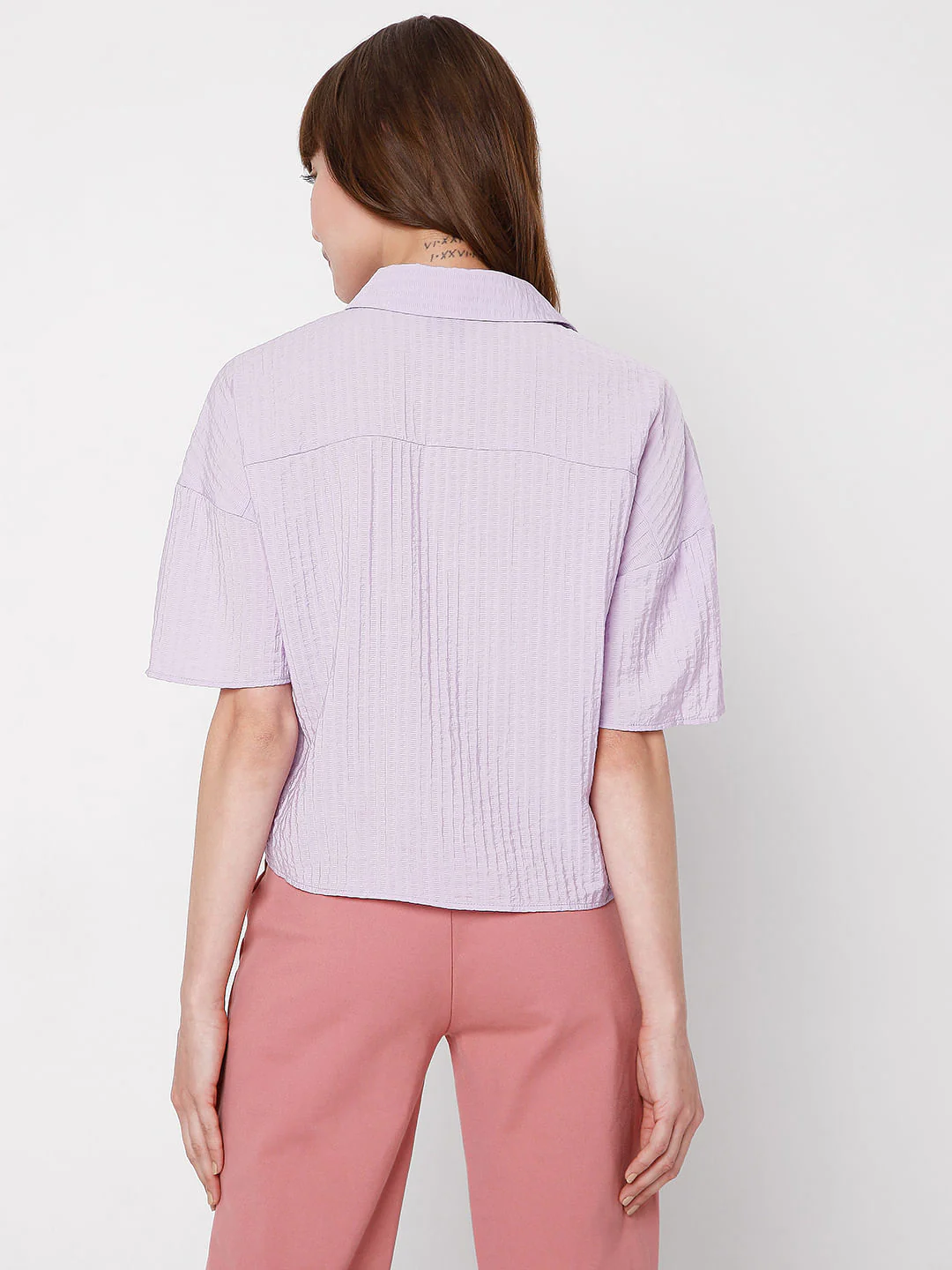 Purple Textured Boxy Shirt - Image 4