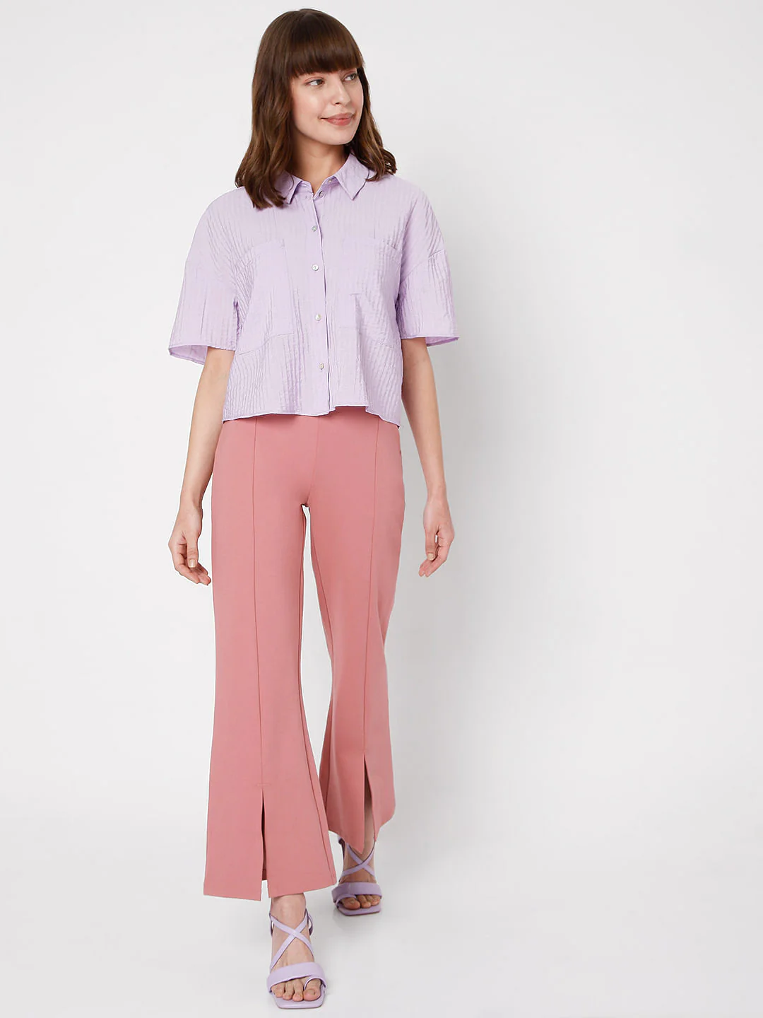 Purple Textured Boxy Shirt - Image 5