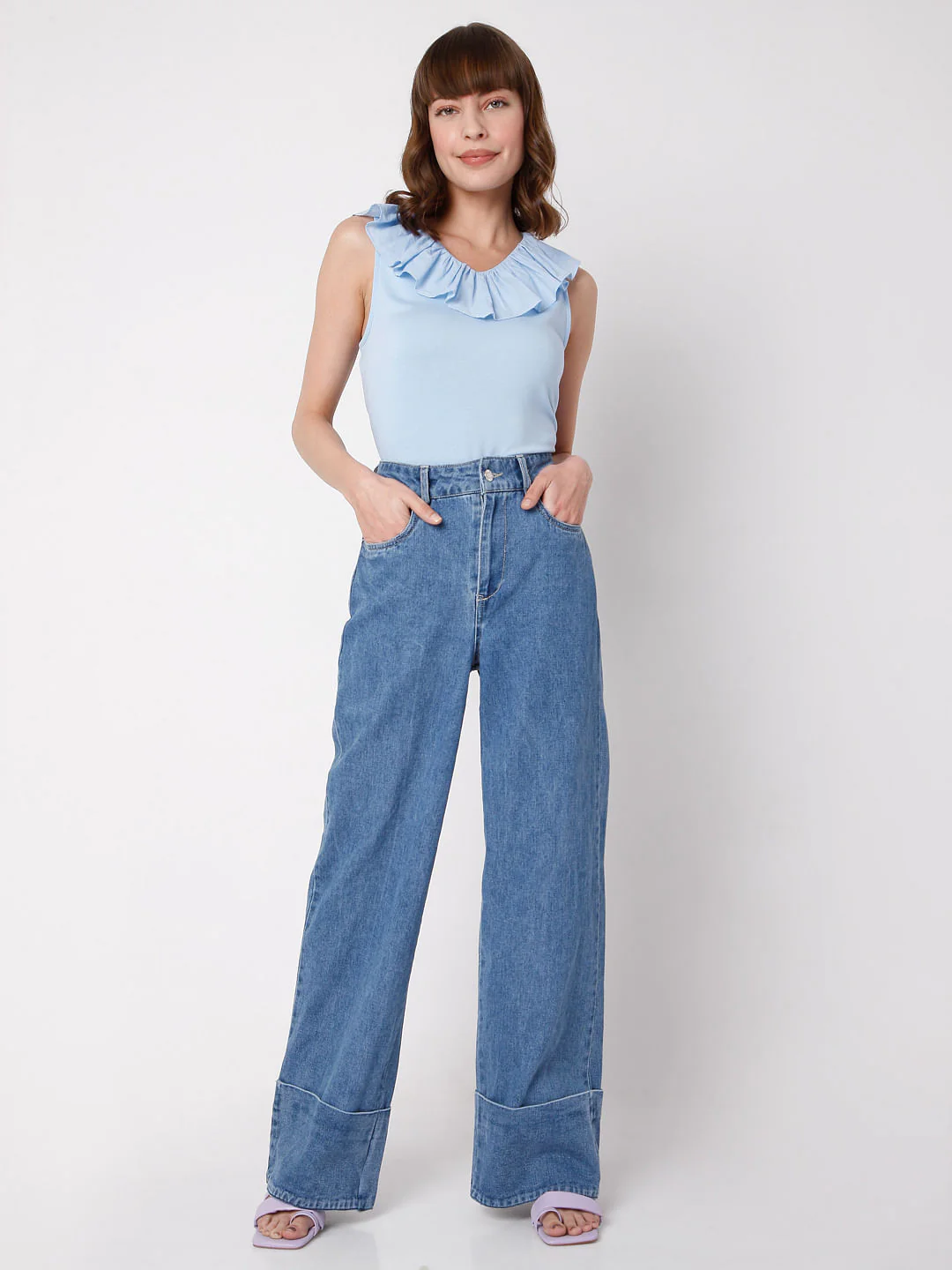 Blue High Rise Zoey Wide-Leg Jeans - Image 6