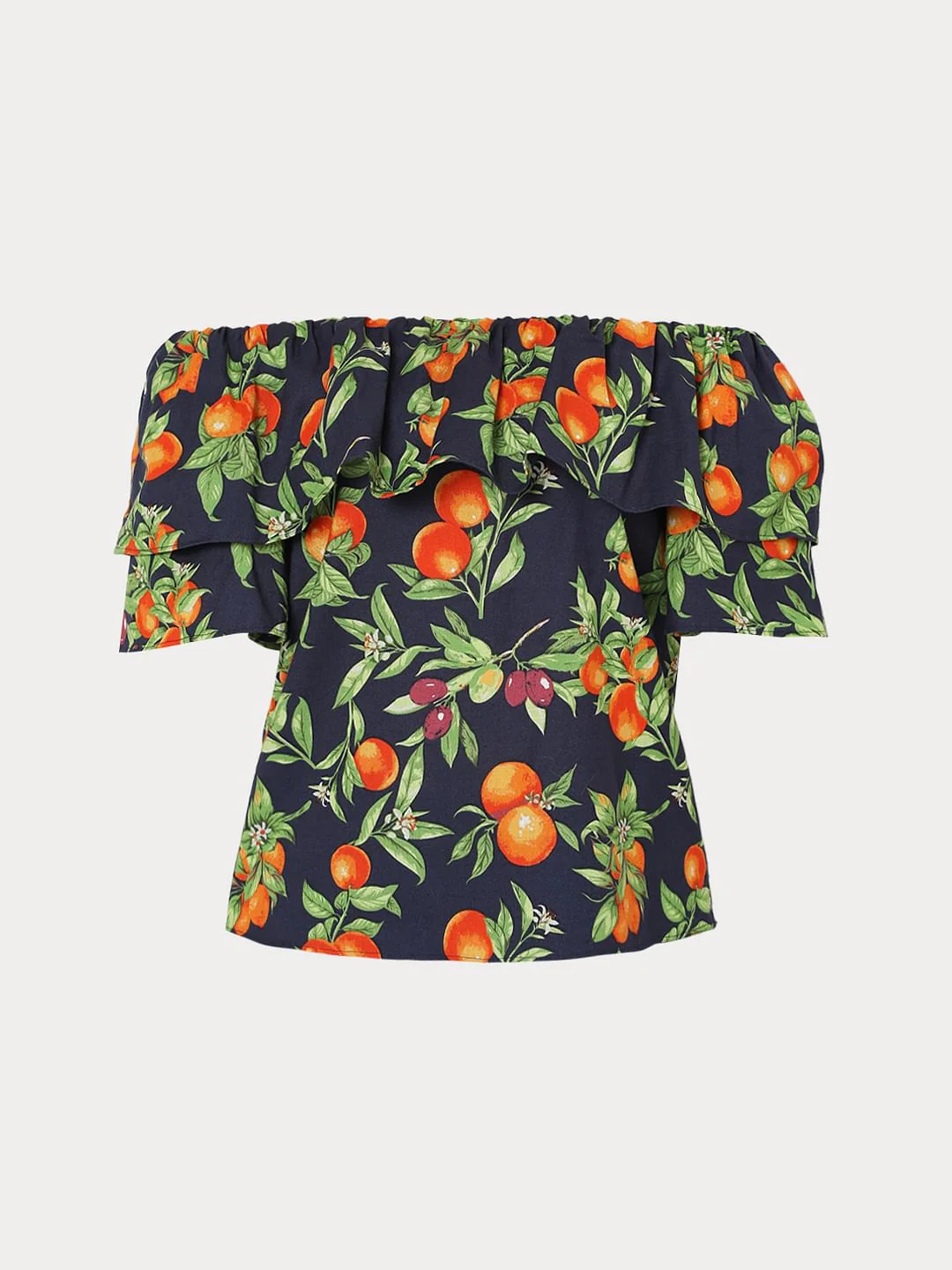 Blue Fruit Print Off Shoulder Top - Image 7