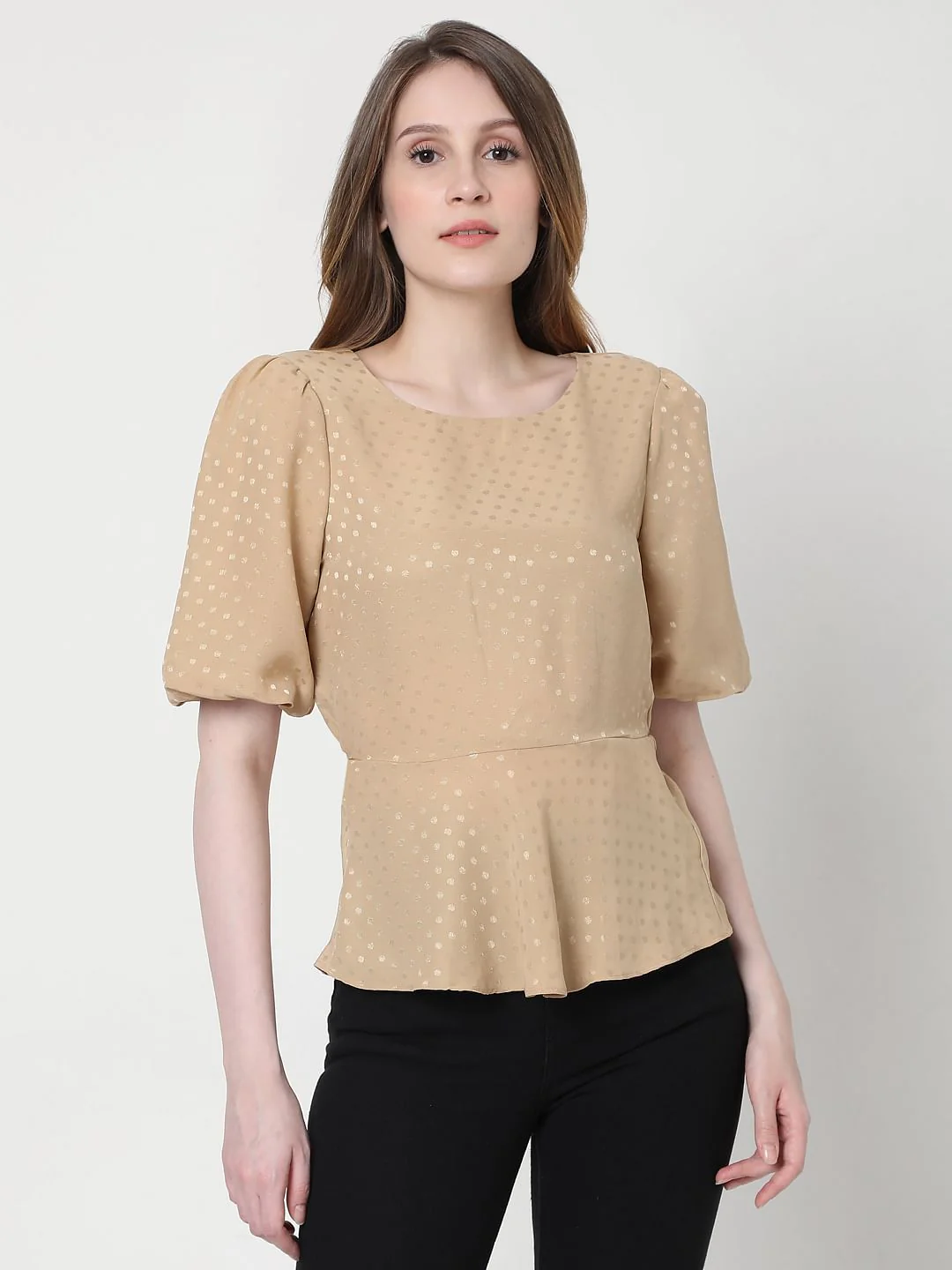 Beige Foil Print Top - Image 2