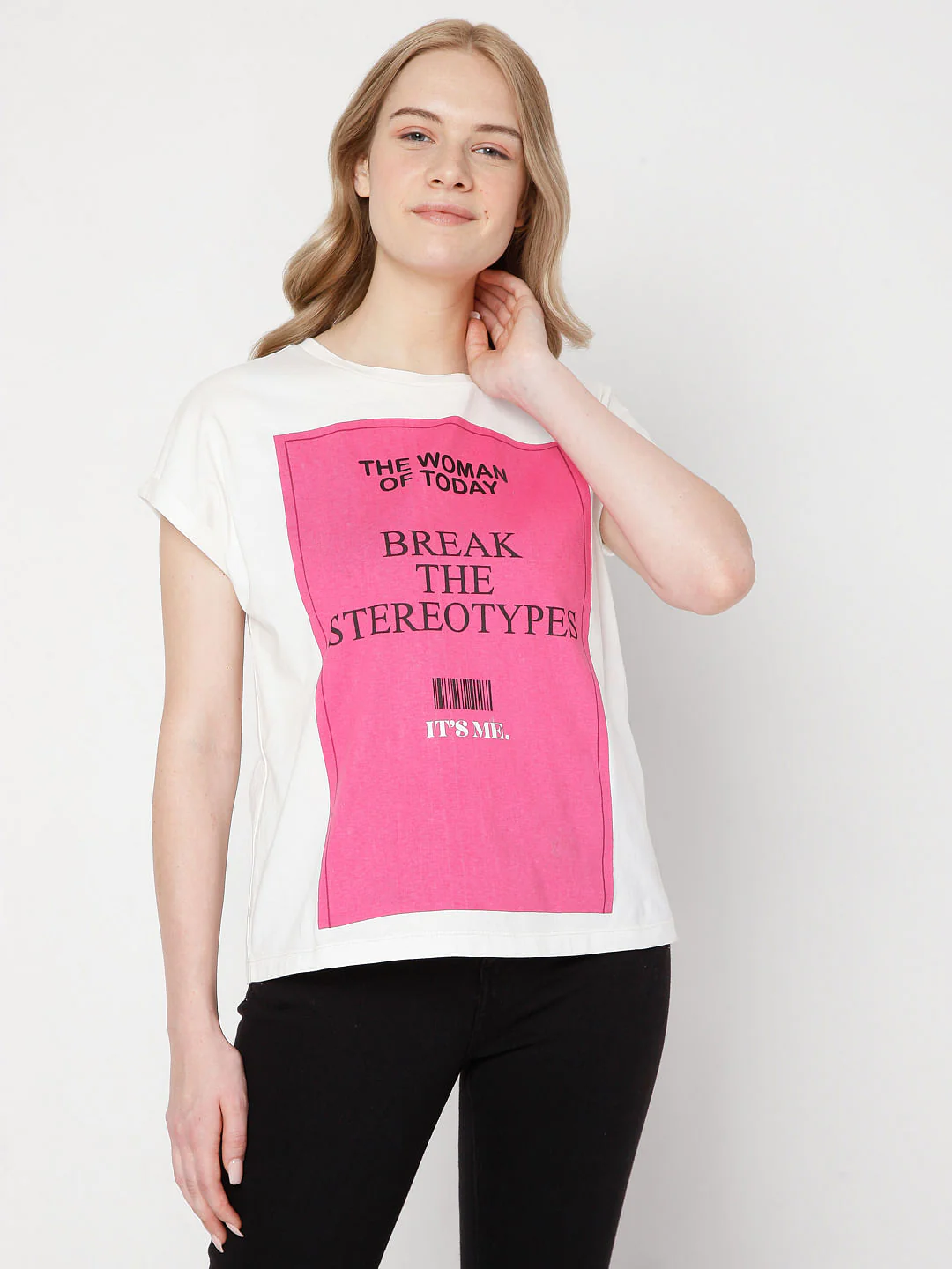 White Slogan Print T-Shirt - Image 2