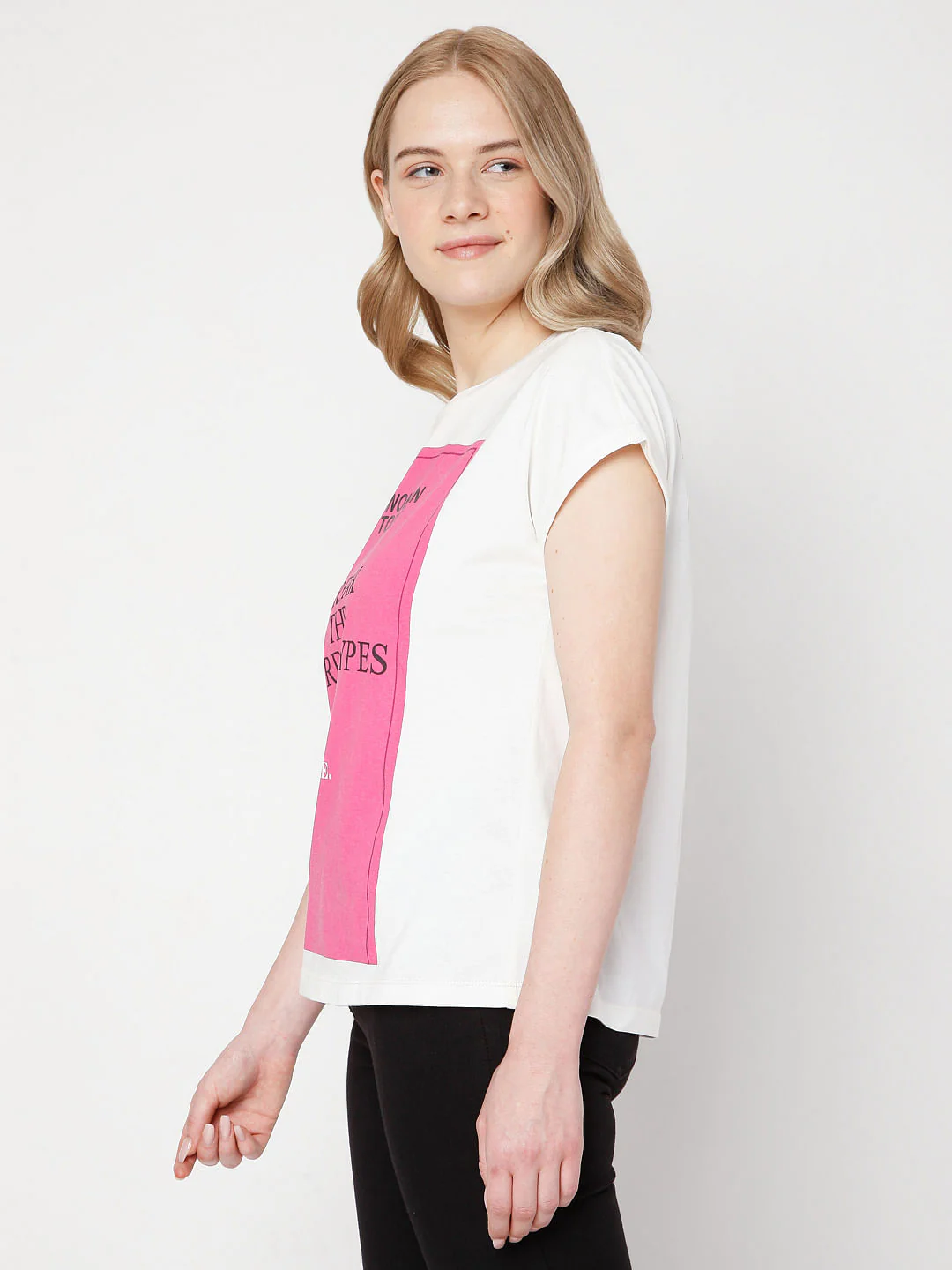 White Slogan Print T-Shirt - Image 3