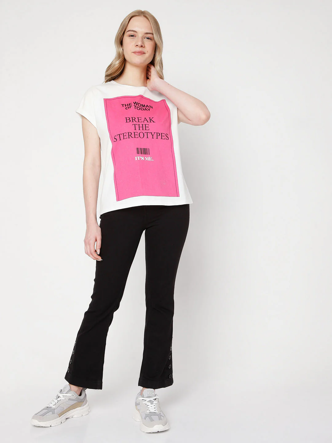 White Slogan Print T-Shirt - Image 5