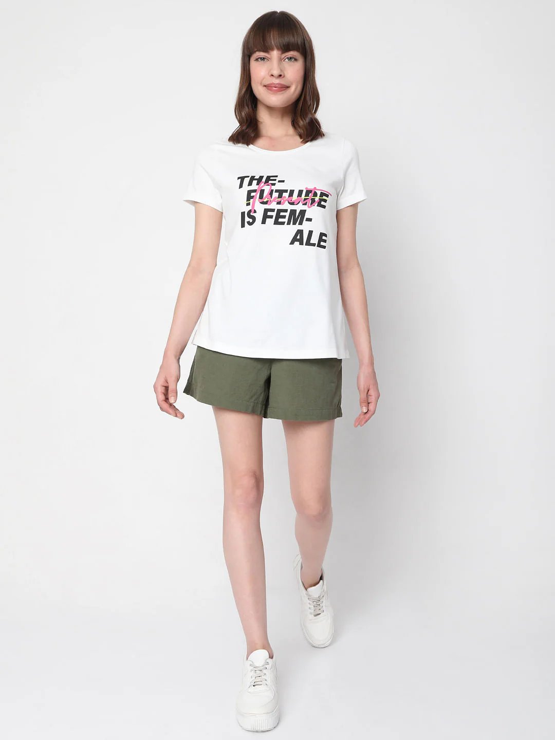 White Slogan Print T-Shirt - Image 5