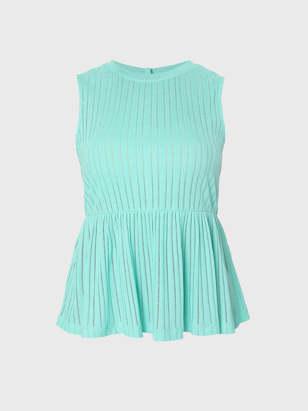 Green Ribbed Peplum Top - Image 7