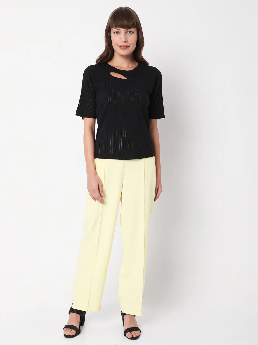 Black Ribbed Cut Out Top - Image 5