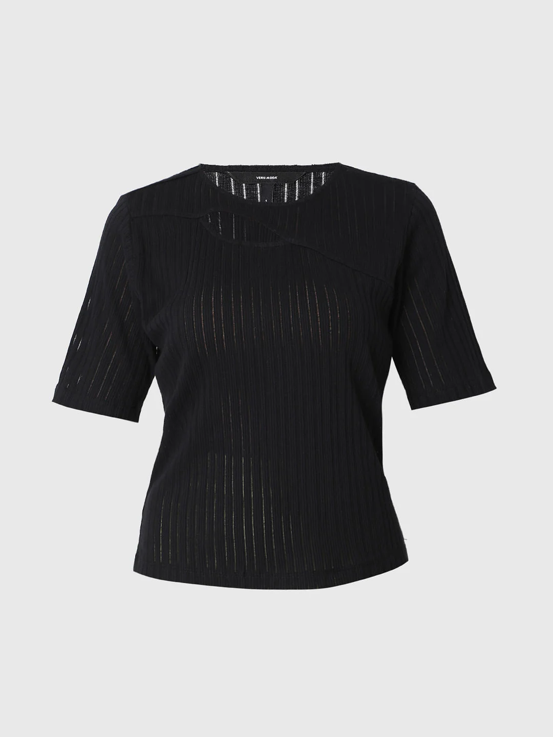 Black Ribbed Cut Out Top - Image 7