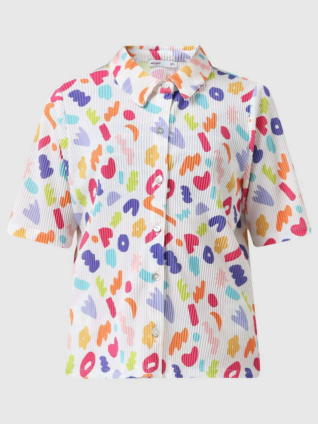 Girl White Pleated Printed Shirt - Image 7
