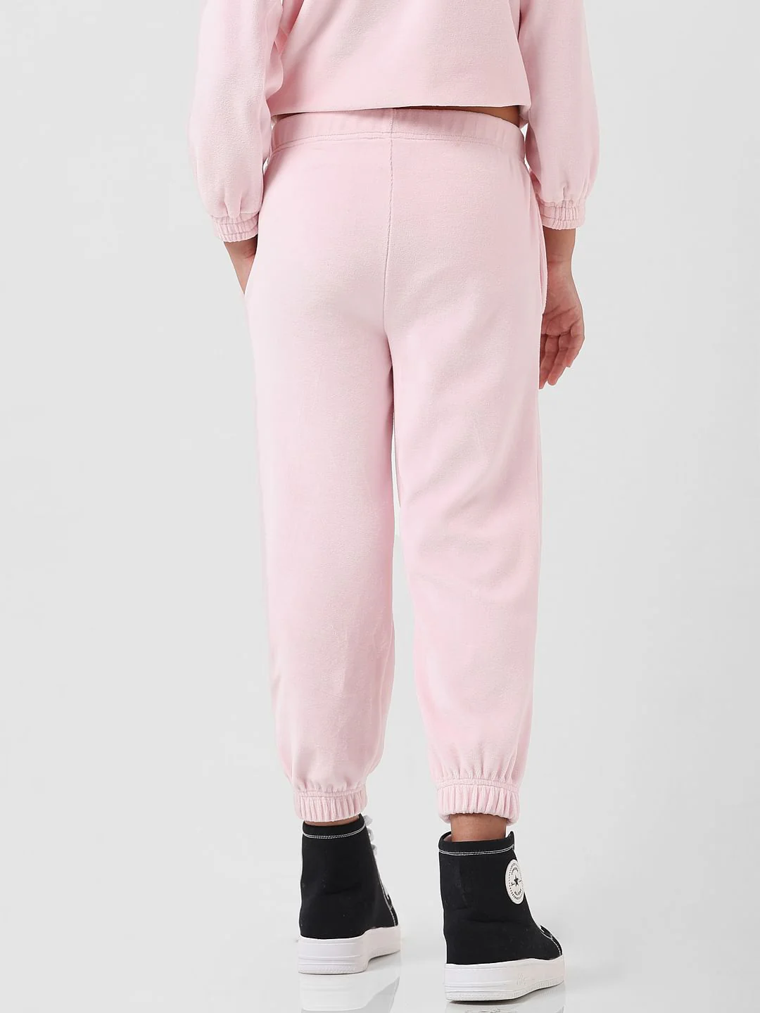 Girl Pink Mid Rise Velour Sweatpants - Image 3