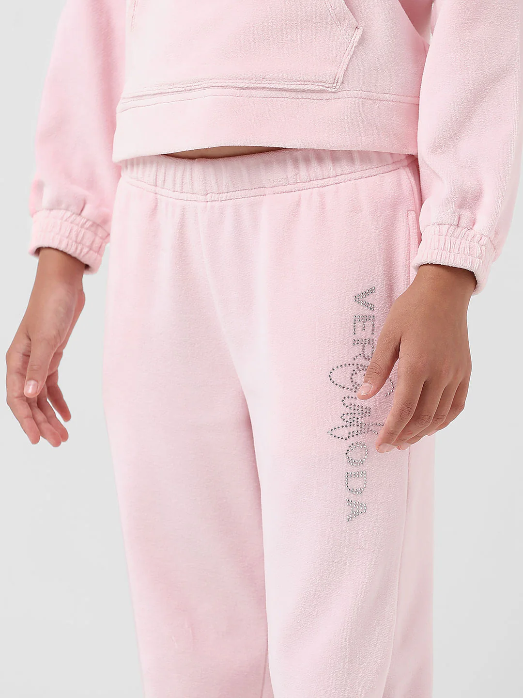 Girl Pink Mid Rise Velour Sweatpants - Image 4