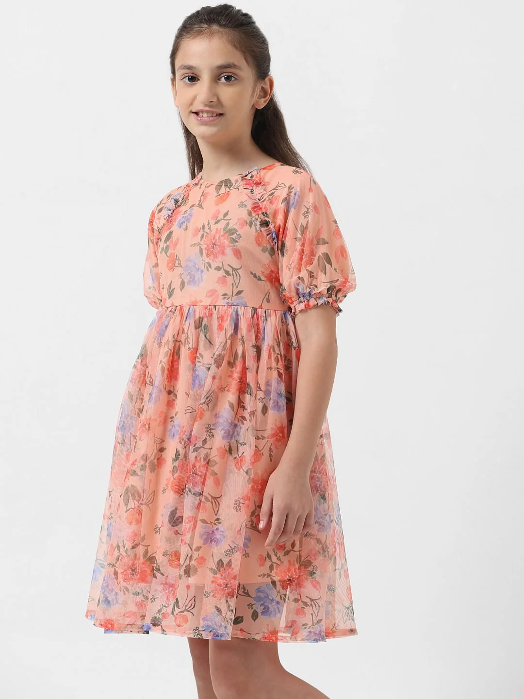 Girl Pink Digital Floral Print Dress - Image 5