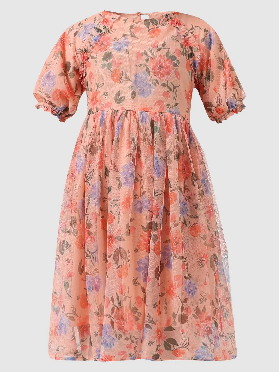 Girl Pink Digital Floral Print Dress - Image 6