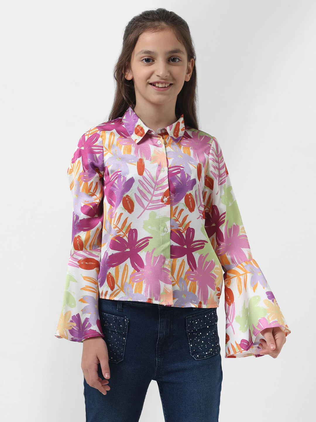 Girl Multi-Coloured Floral Shirt - Image 2