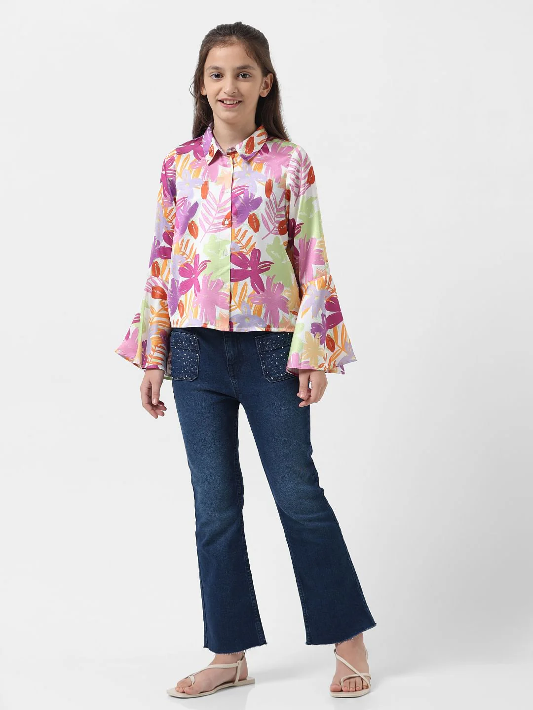 Girl Multi-Coloured Floral Shirt - Image 5