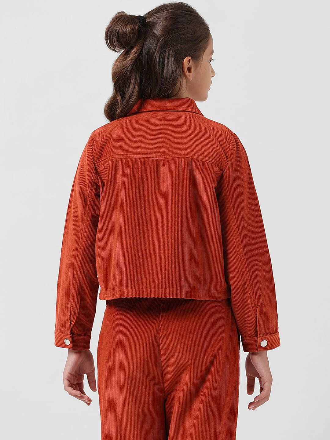 Girl Brick Red Corduroy Shirt - Image 3