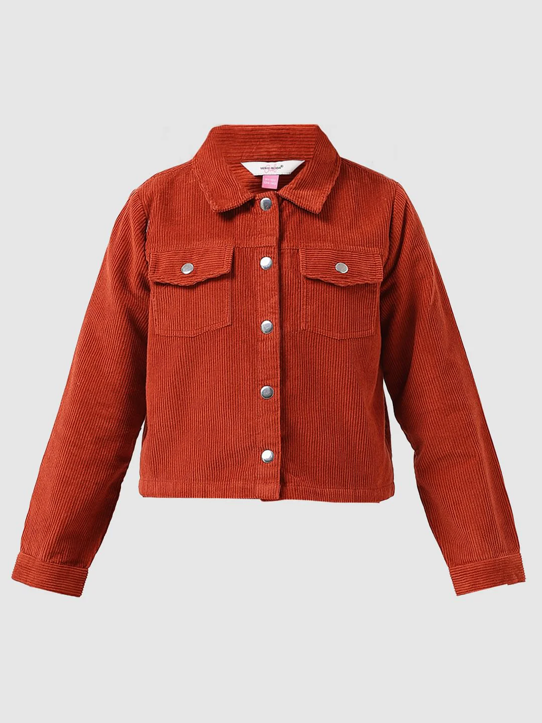 Girl Brick Red Corduroy Shirt - Image 6