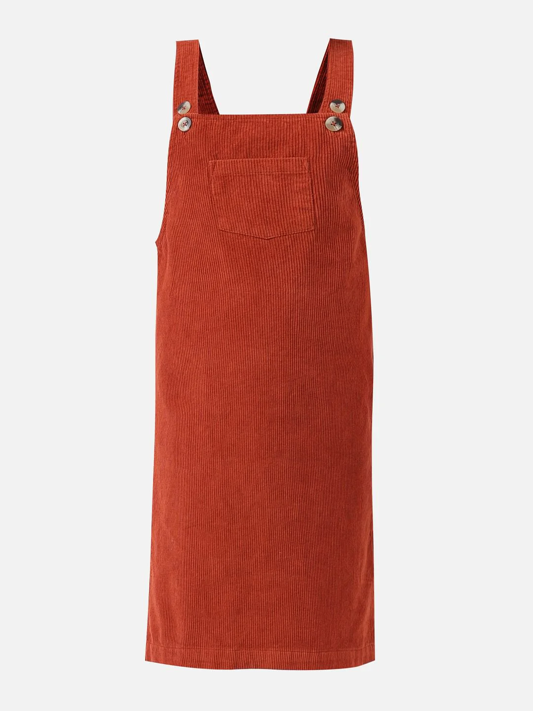 Girl Brick Red Corduroy Dungaree Dress - Image 5
