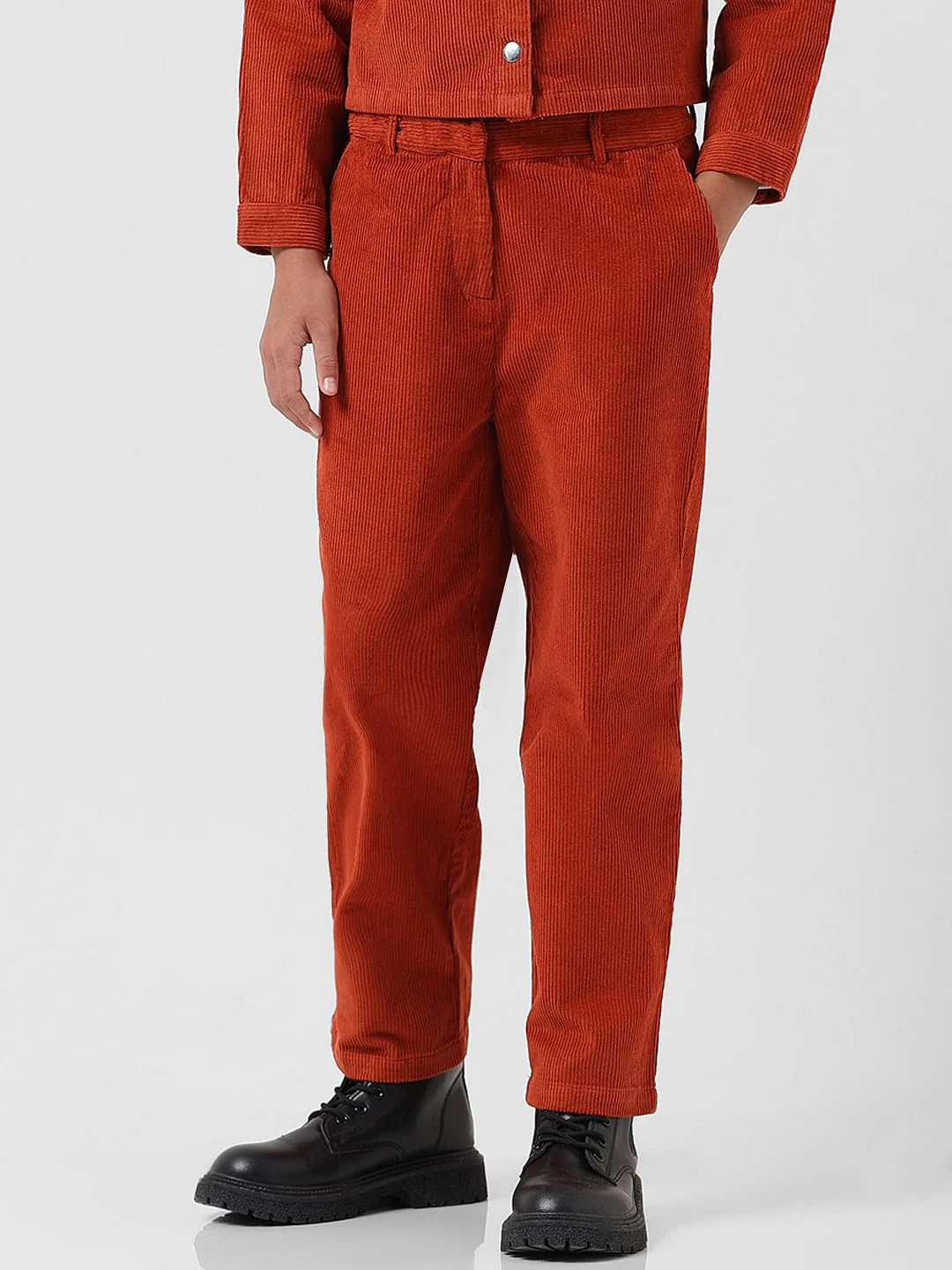 Girl Brick Red Mid Rise Corduroy Pants - Image 2