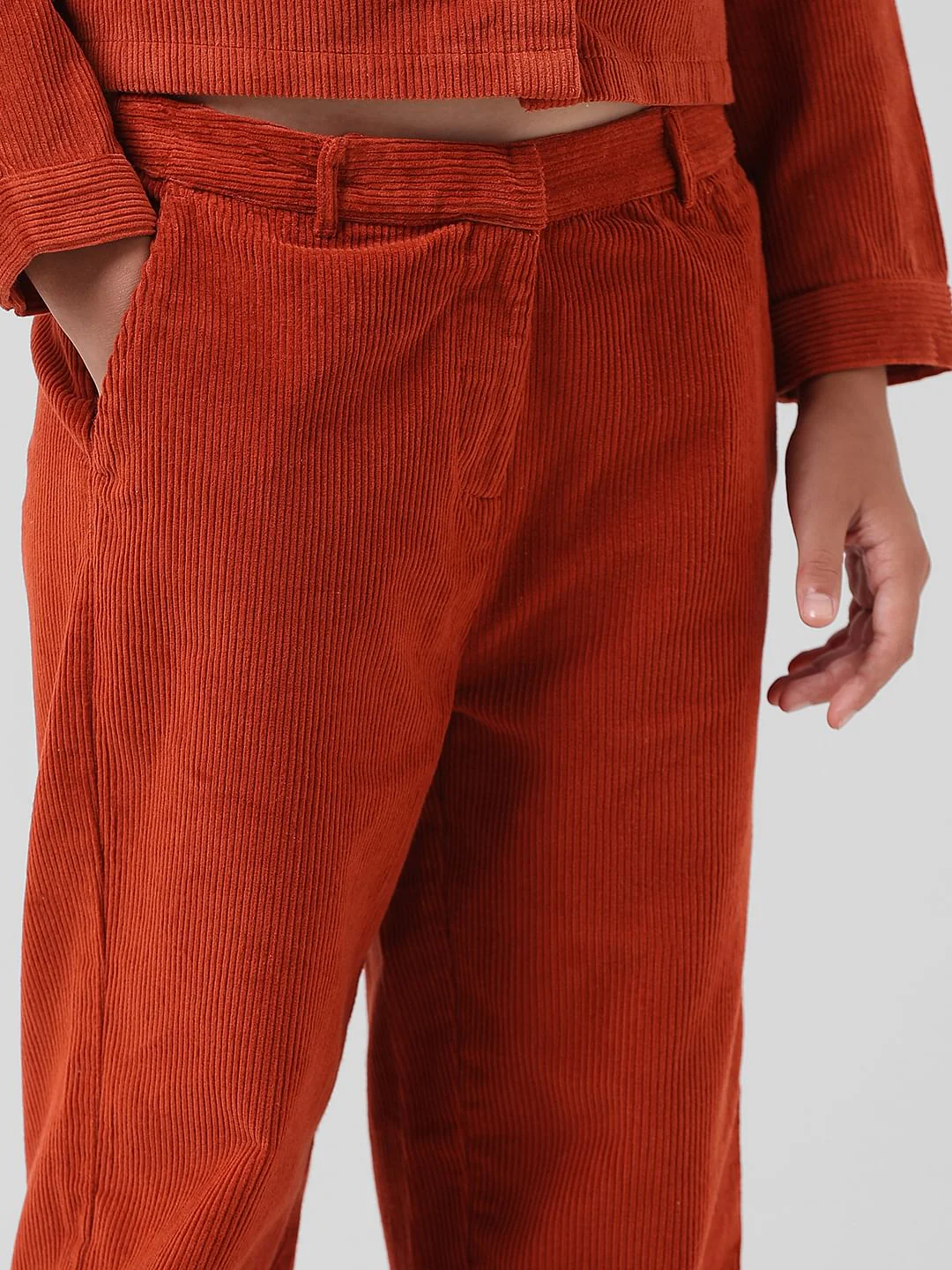 Girl Brick Red Mid Rise Corduroy Pants - Image 4