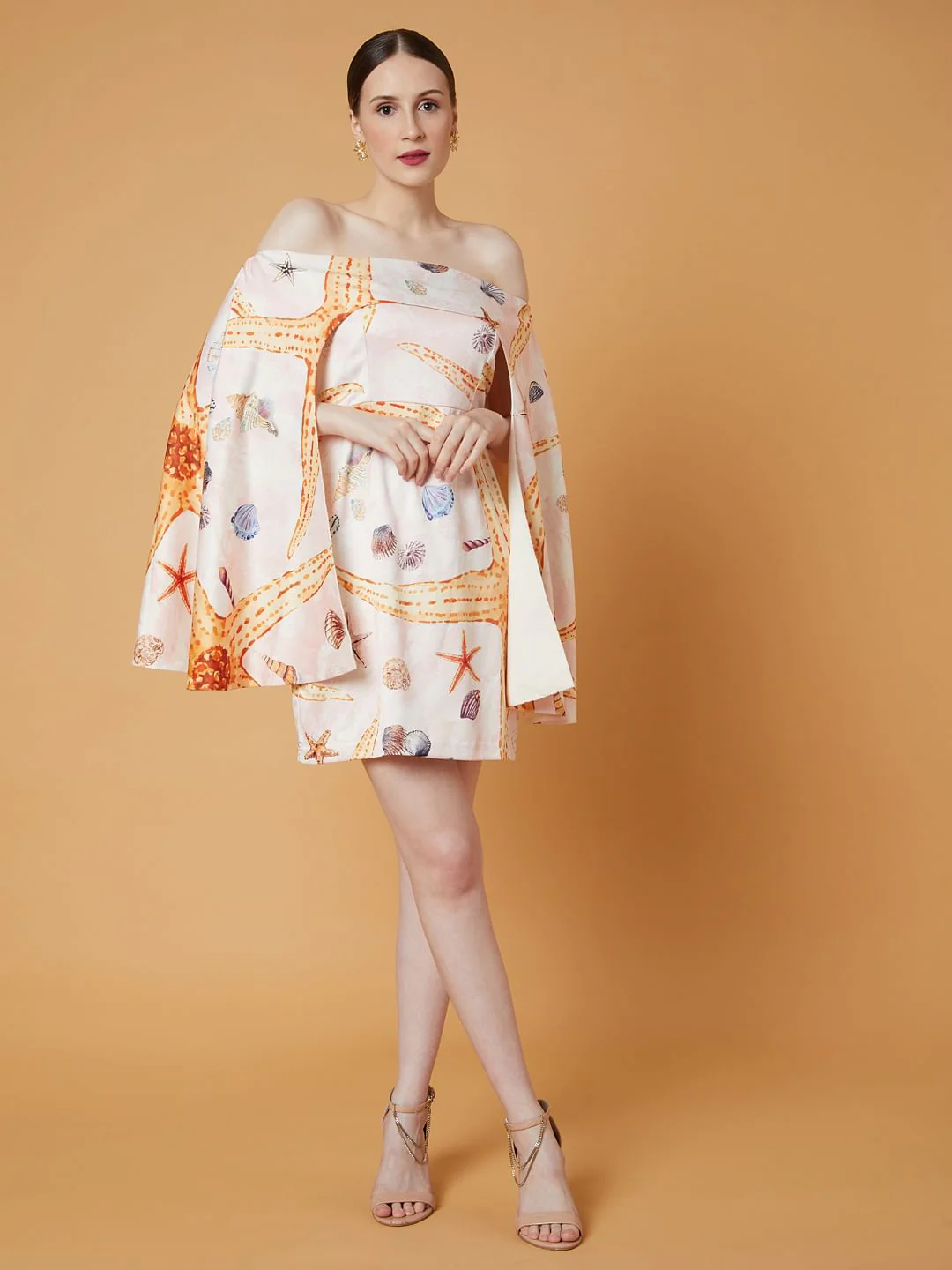 Marquee White Off Shoulder Printed Dress - Image 2